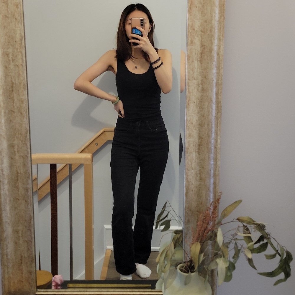 Black heat tech wind river straight leg jeans
